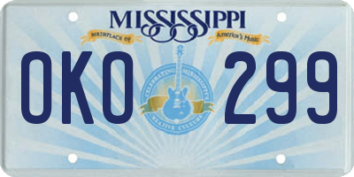 MS license plate OKO299