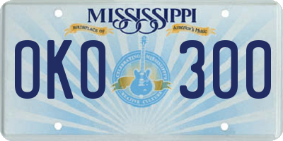 MS license plate OKO300