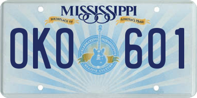 MS license plate OKO601