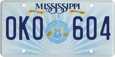 MS license plate OKO604