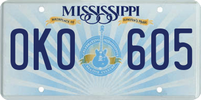 MS license plate OKO605