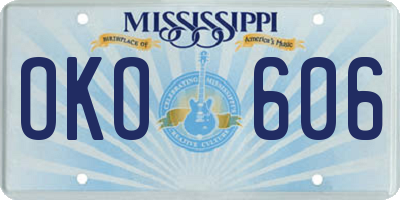 MS license plate OKO606
