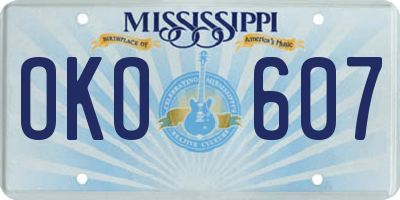MS license plate OKO607