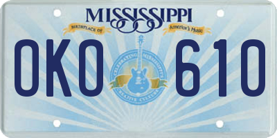 MS license plate OKO610