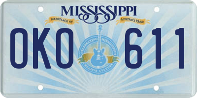 MS license plate OKO611