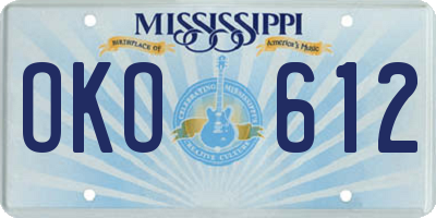 MS license plate OKO612