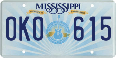 MS license plate OKO615