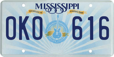 MS license plate OKO616