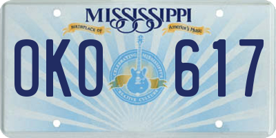 MS license plate OKO617
