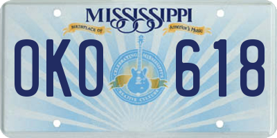 MS license plate OKO618