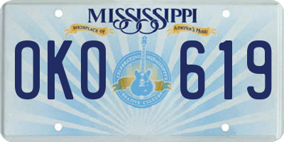 MS license plate OKO619