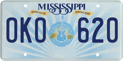 MS license plate OKO620