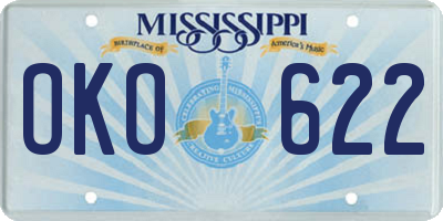 MS license plate OKO622
