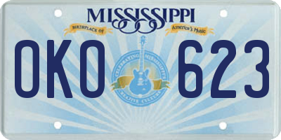 MS license plate OKO623