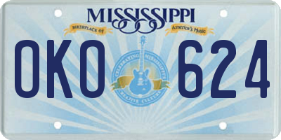 MS license plate OKO624
