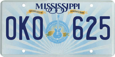 MS license plate OKO625