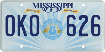 MS license plate OKO626