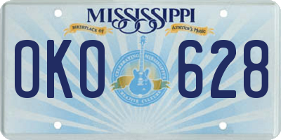 MS license plate OKO628