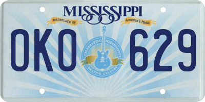 MS license plate OKO629