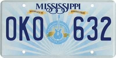 MS license plate OKO632