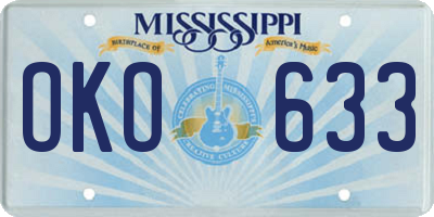 MS license plate OKO633