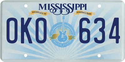 MS license plate OKO634