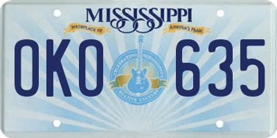 MS license plate OKO635