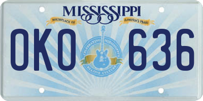MS license plate OKO636