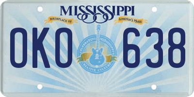 MS license plate OKO638