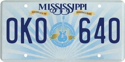 MS license plate OKO640