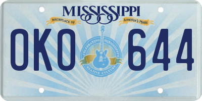 MS license plate OKO644
