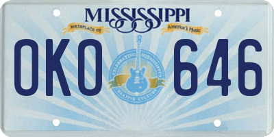 MS license plate OKO646