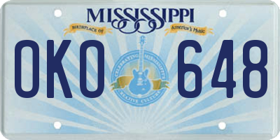 MS license plate OKO648