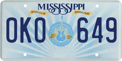 MS license plate OKO649