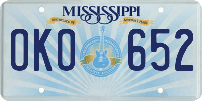 MS license plate OKO652