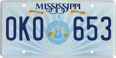 MS license plate OKO653