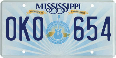 MS license plate OKO654