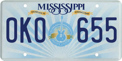 MS license plate OKO655