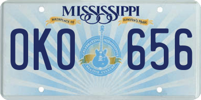 MS license plate OKO656