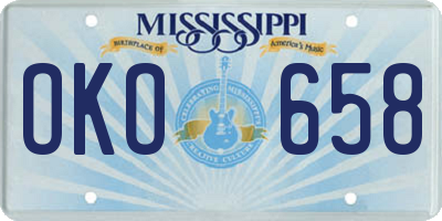 MS license plate OKO658