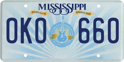 MS license plate OKO660