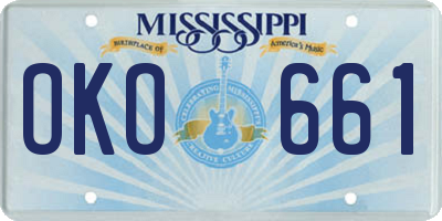 MS license plate OKO661