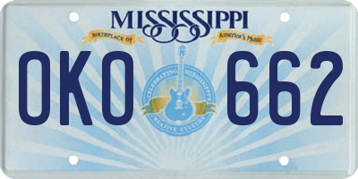 MS license plate OKO662