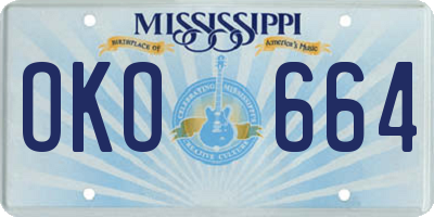 MS license plate OKO664