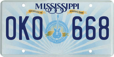 MS license plate OKO668