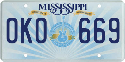 MS license plate OKO669