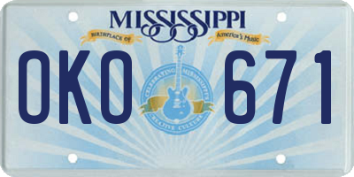 MS license plate OKO671