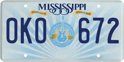 MS license plate OKO672