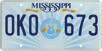 MS license plate OKO673