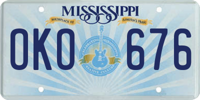 MS license plate OKO676